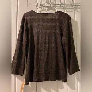 NOTATIONS sheer lacy blouse X-large NWT